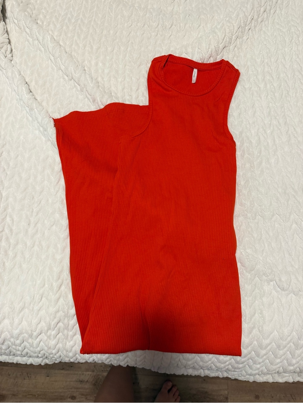 ONLY Bright Red Ribbed Maxi Dress